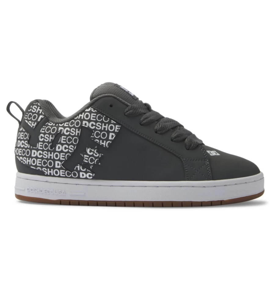 DC Shoes Men's Court Graffik Sneakers - Dark Grey/White Athletic Shoes for Men