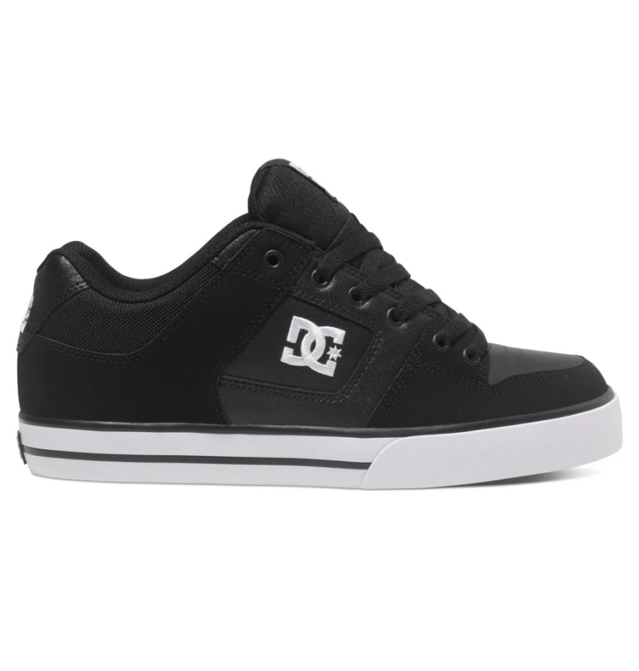 DC Shoes Men's Pure Sneakers - Black/Black/White Casual Shoes for Men
