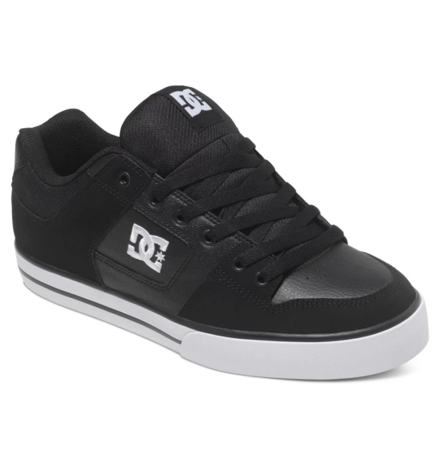 DC Shoes Men's Pure Sneakers - Black/Black/White Casual Shoes for Men