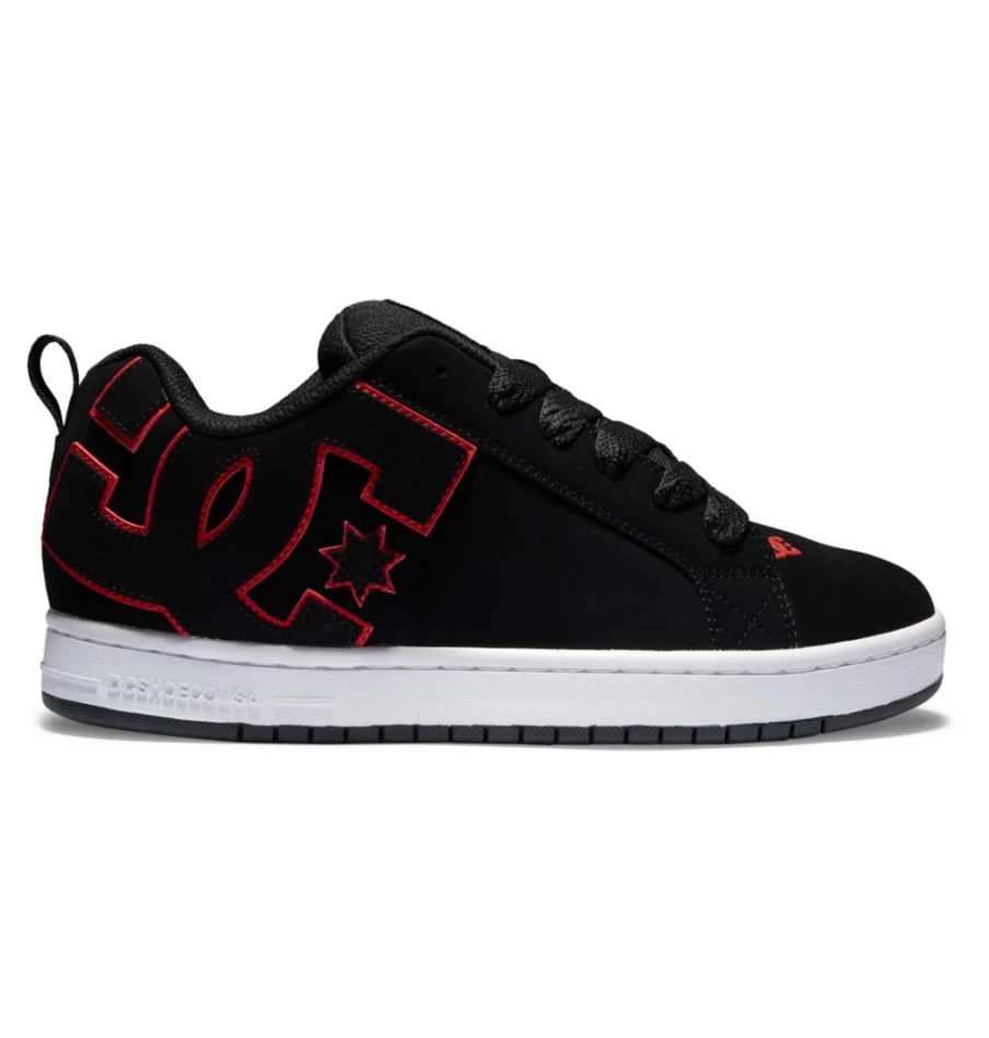DC Shoes Men's Court Graffik Sneakers - Black/Red/White Athletic Shoes for Men
