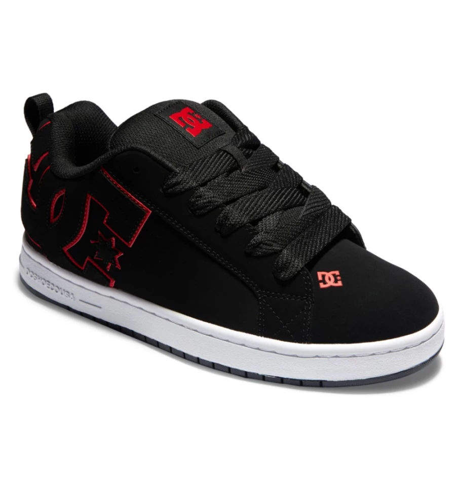DC Shoes Men's Court Graffik Sneakers - Black/Red/White Athletic Shoes for Men