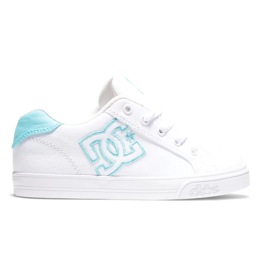 DC Shoes Kids' White & Mint Julip Chelsea Boots - Comfortable Slip-On Sneakers for Boys and Girls