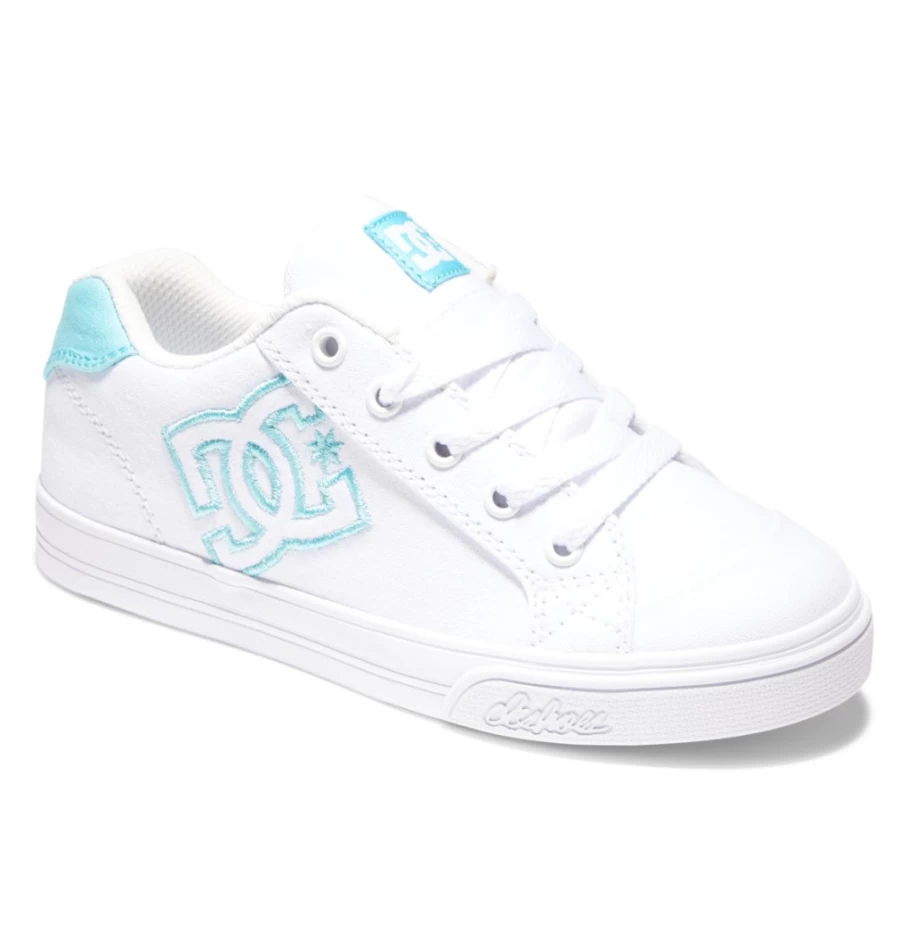 DC Shoes Kids' White & Mint Julip Chelsea Boots - Comfortable Slip-On Sneakers for Boys and Girls