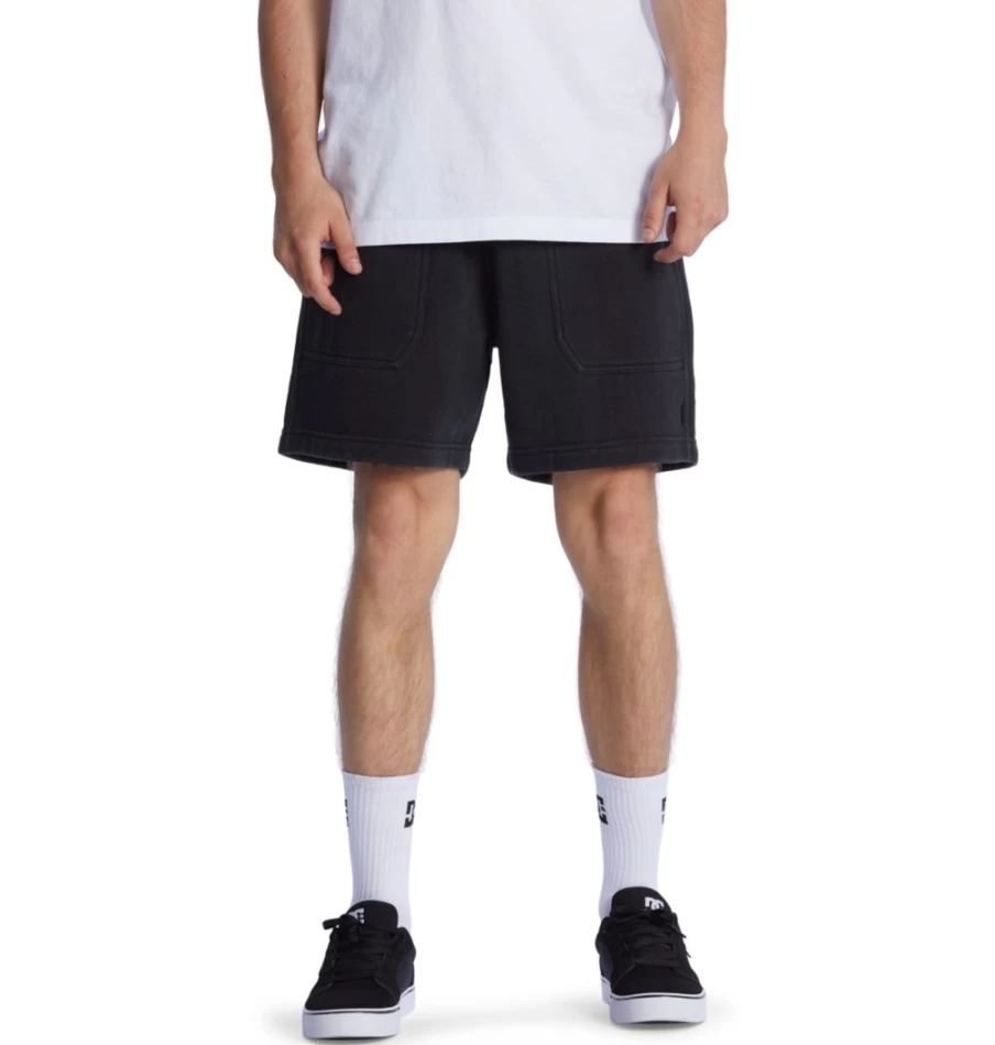 Men's DC Shoes 1994 Sweat Shorts - Black Garment Dye Casual Athletic Shorts