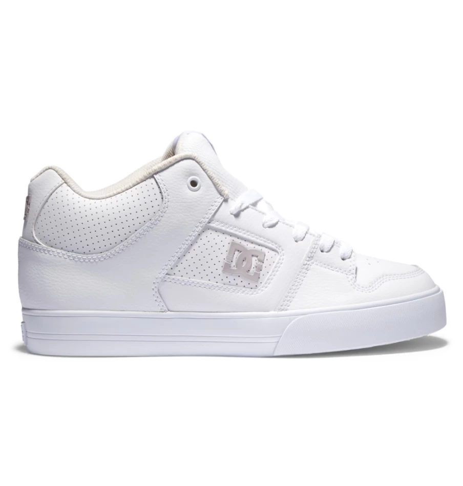 DC Shoes Men's Pure Mid Mid-Top Sneakers in White/Grey - Casual Skate Shoes for Men