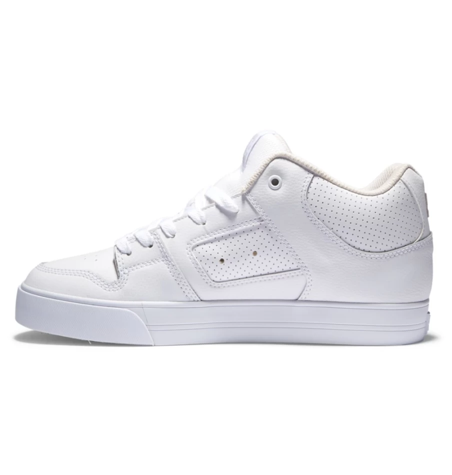 DC Shoes Men's Pure Mid Mid-Top Sneakers in White/Grey - Casual Skate Shoes for Men
