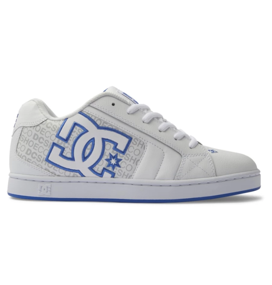 DC Shoes Men's White/Grey/Blue Mesh Sneakers - Breathable Net Design for Men