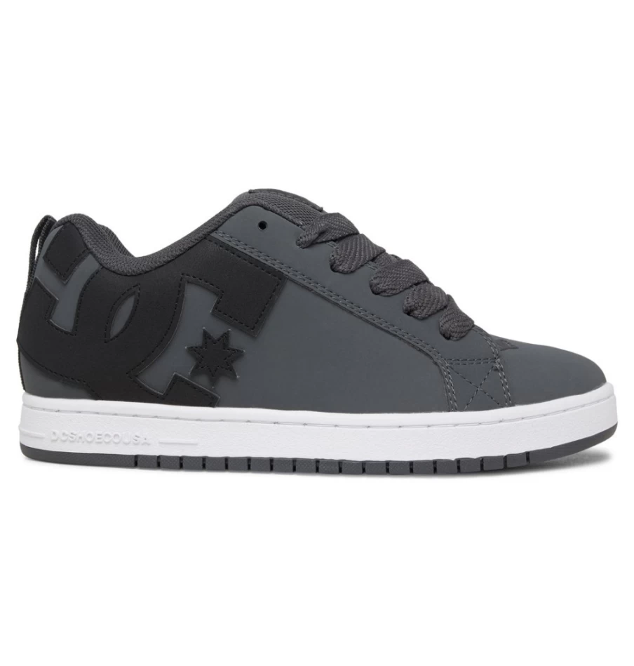 DC Shoes Men's Court Graffik Sneakers in Dark Grey, Black & White - Casual Skate Shoes