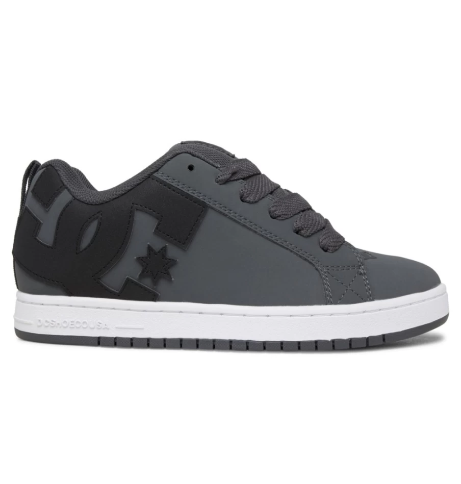 DC Shoes Men's Court Graffik Sneakers in Dark Grey, Black & White - Casual Skate Shoes