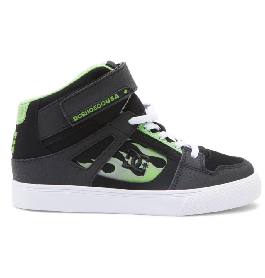 DC Shoes Kids' Black/Grey High-Top Sneakers with Elastic Waist & Lace Detail
