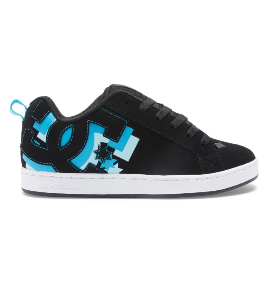 DC Shoes Women's Graffik Court Sneakers in Black/Hawaiian Ocean - Women's Athletic Shoes