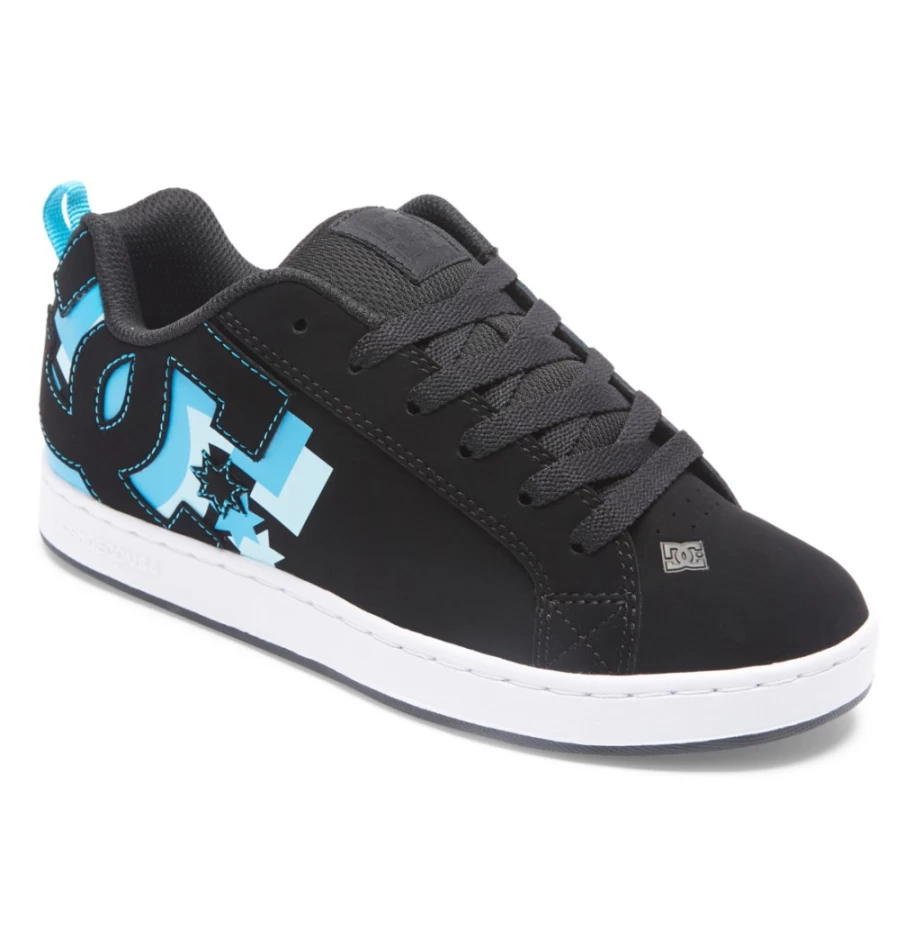 DC Shoes Women's Graffik Court Sneakers in Black/Hawaiian Ocean - Women's Athletic Shoes
