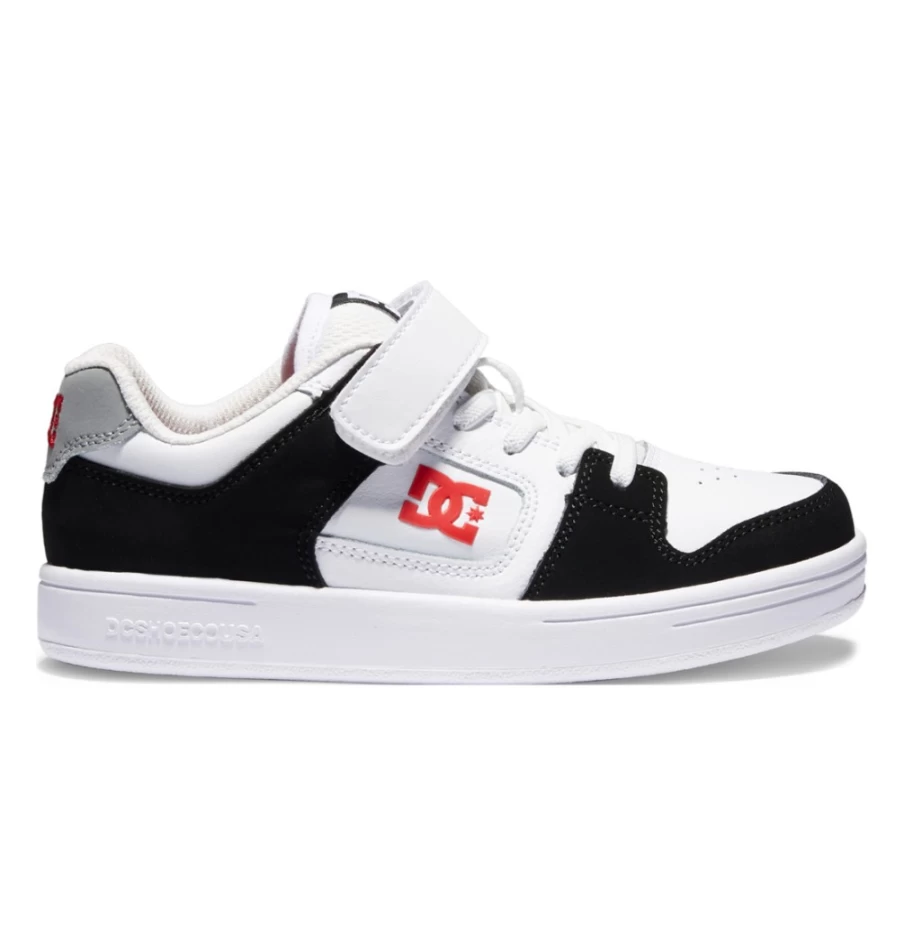 DC Shoes Kids' Manteca 4 Elastic Waist Sneakers - Black/White/Red Lace-Up Casual Shoes for Boys & Girls