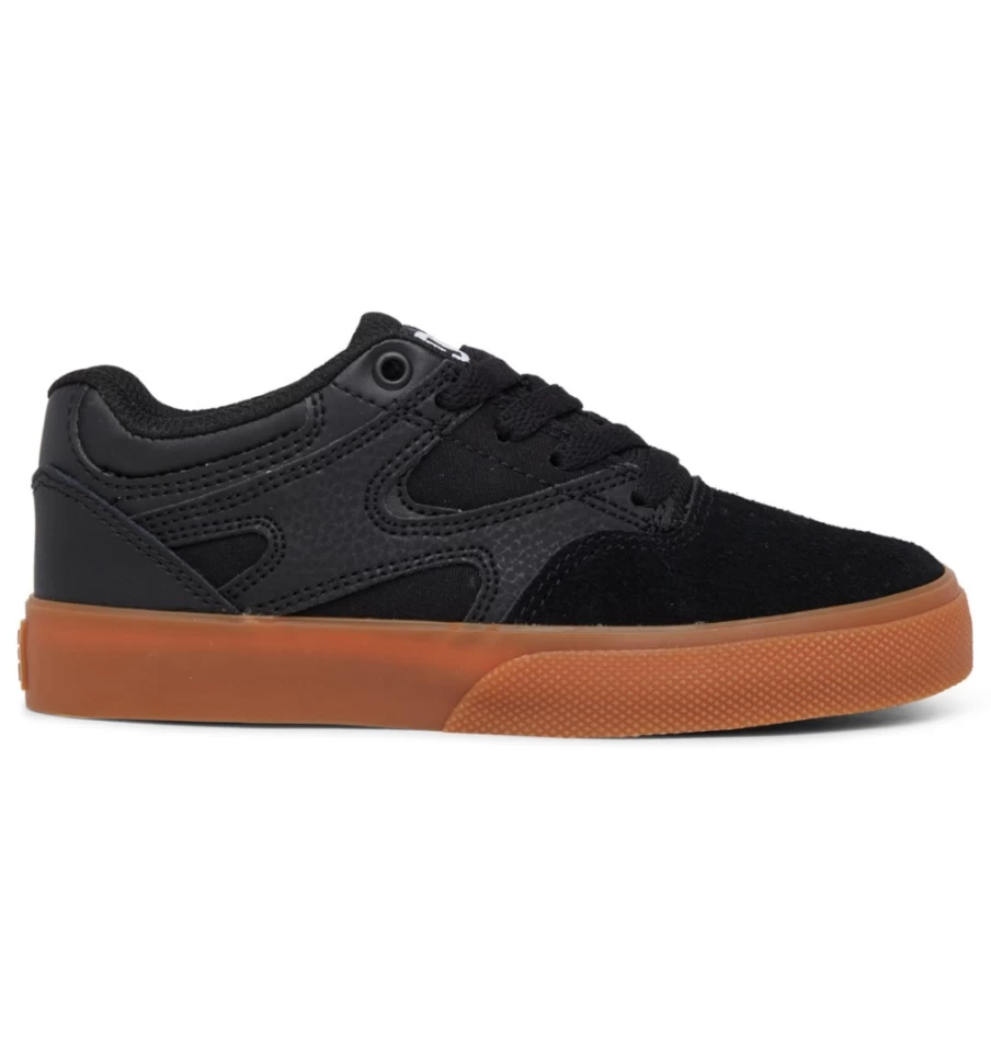 DC Shoes Kids' Kalis Vulc Sneakers - Black/Gum Skate Shoes for Boys & Girls