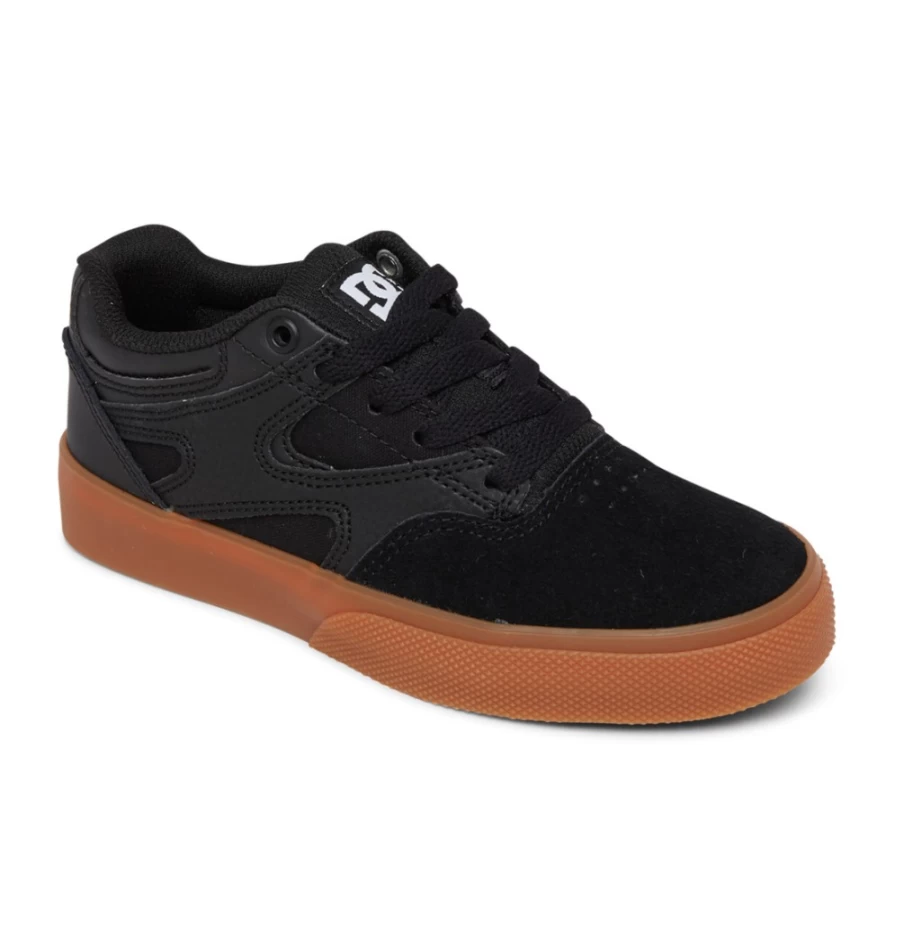 DC Shoes Kids' Kalis Vulc Sneakers - Black/Gum Skate Shoes for Boys & Girls