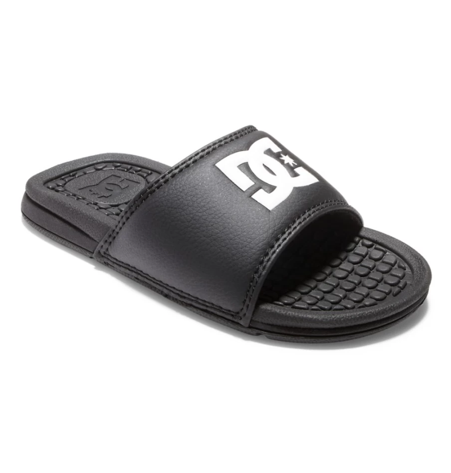 DC Shoes Kids' Bolsa Slides - Black/White Sandals for Boys & Girls