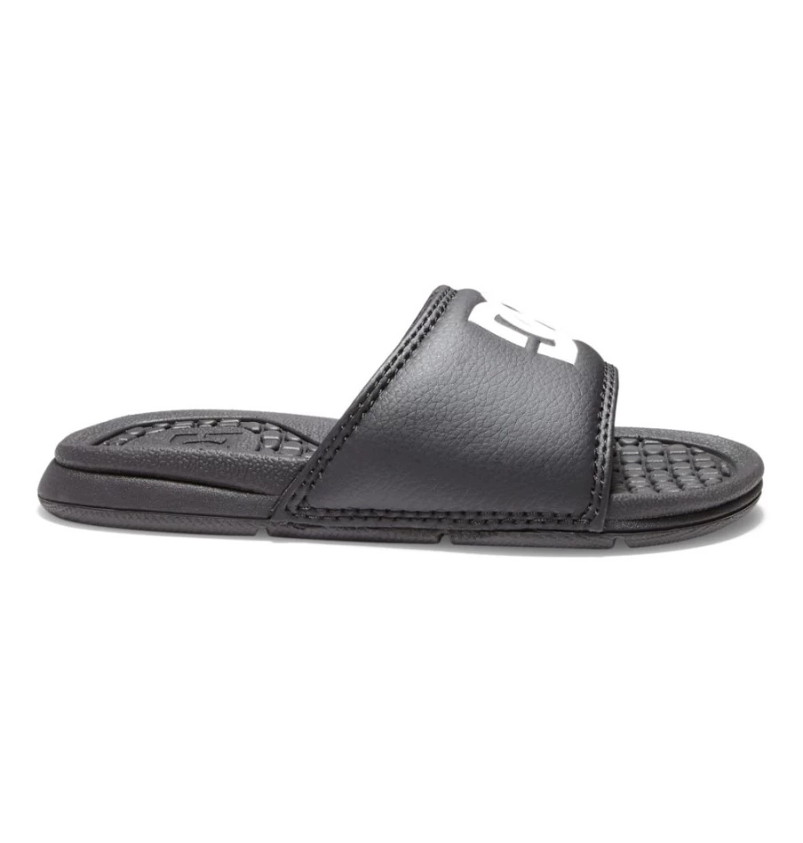 DC Shoes Kids' Bolsa Slides - Black/White Sandals for Boys & Girls
