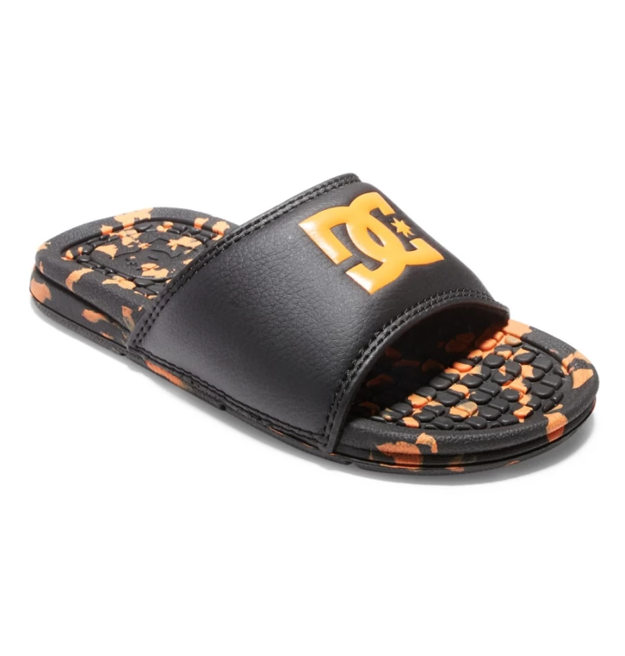 DC Shoes Kids' Bolsa Slides - Black/Orange Sandals for Boys & Girls