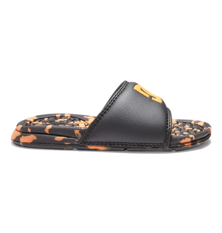 DC Shoes Kids' Bolsa Slides - Black/Orange Sandals for Boys & Girls