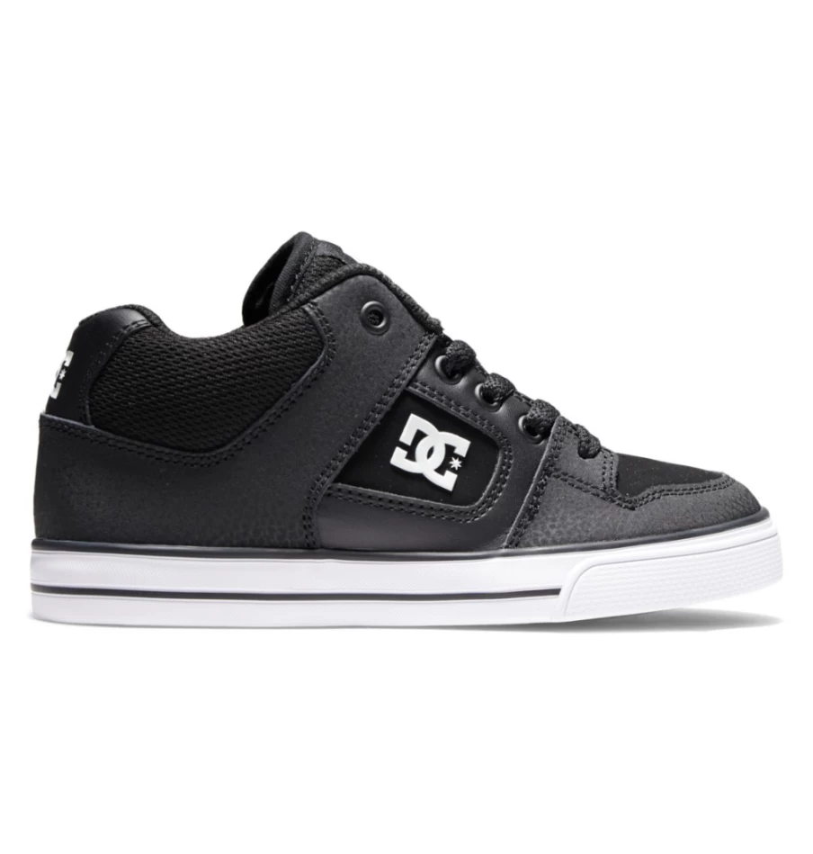 DC Shoes Kids' Pure Mid Mid-Top Sneakers in Black/White for Boys and Girls