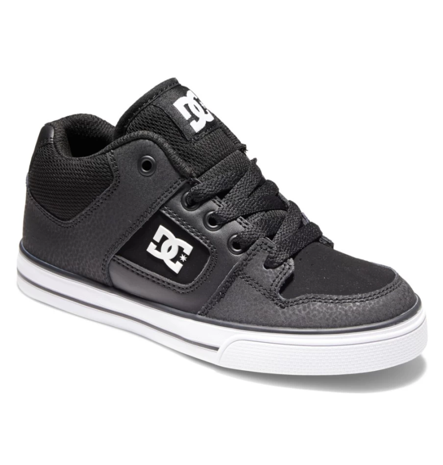 DC Shoes Kids' Pure Mid Mid-Top Sneakers in Black/White for Boys and Girls