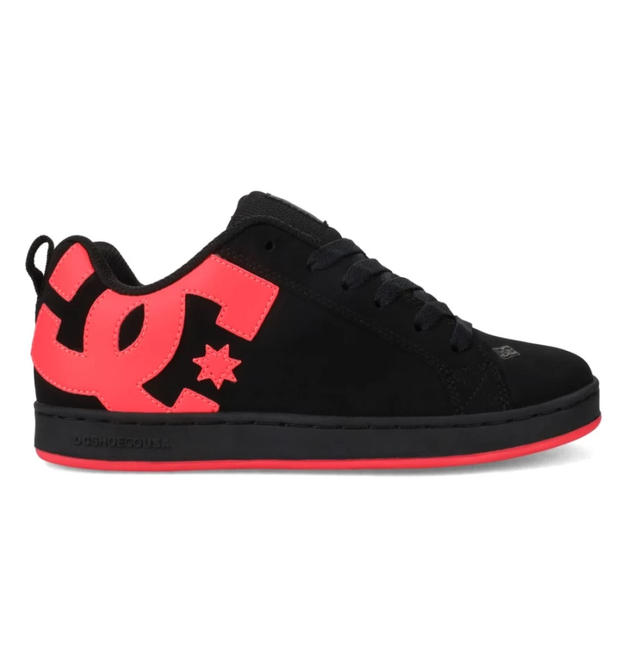 DC Shoes Women's Court Graffik Sneakers - Black/Hot Pink Skate Shoes for Women