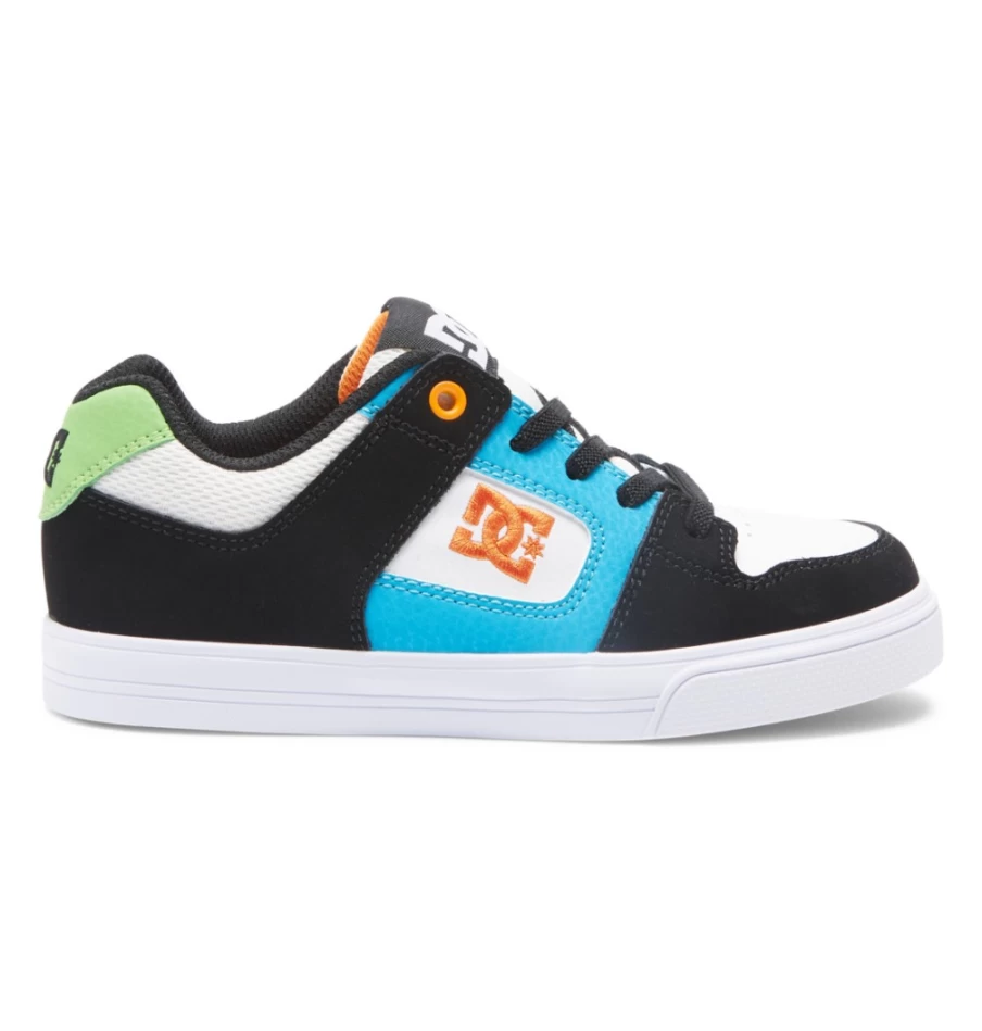 DC Shoes Kids' Elastic Waist Lace-Up Sneakers - White, Black, Blue