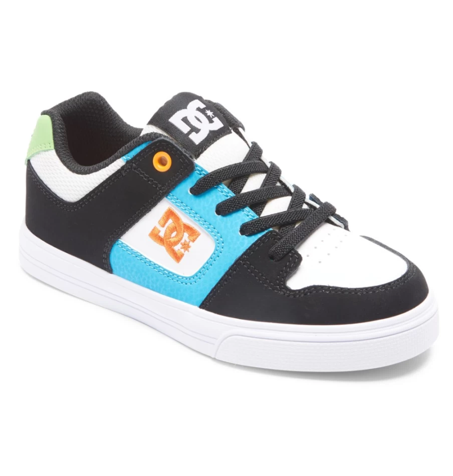 DC Shoes Kids' Elastic Waist Lace-Up Sneakers - White, Black, Blue