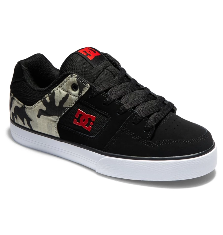DC Shoes Men's Pure Sneakers in Black Camouflage - Casual Skate Shoes