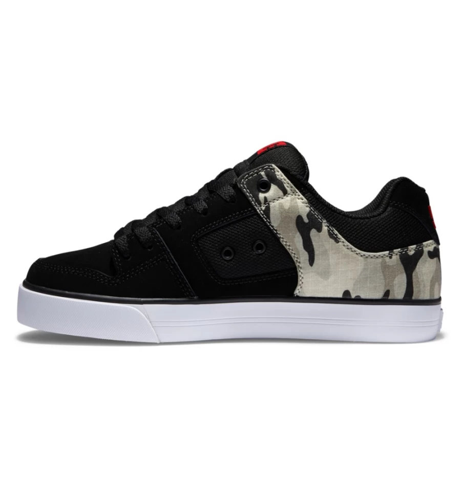 DC Shoes Men's Pure Sneakers in Black Camouflage - Casual Skate Shoes