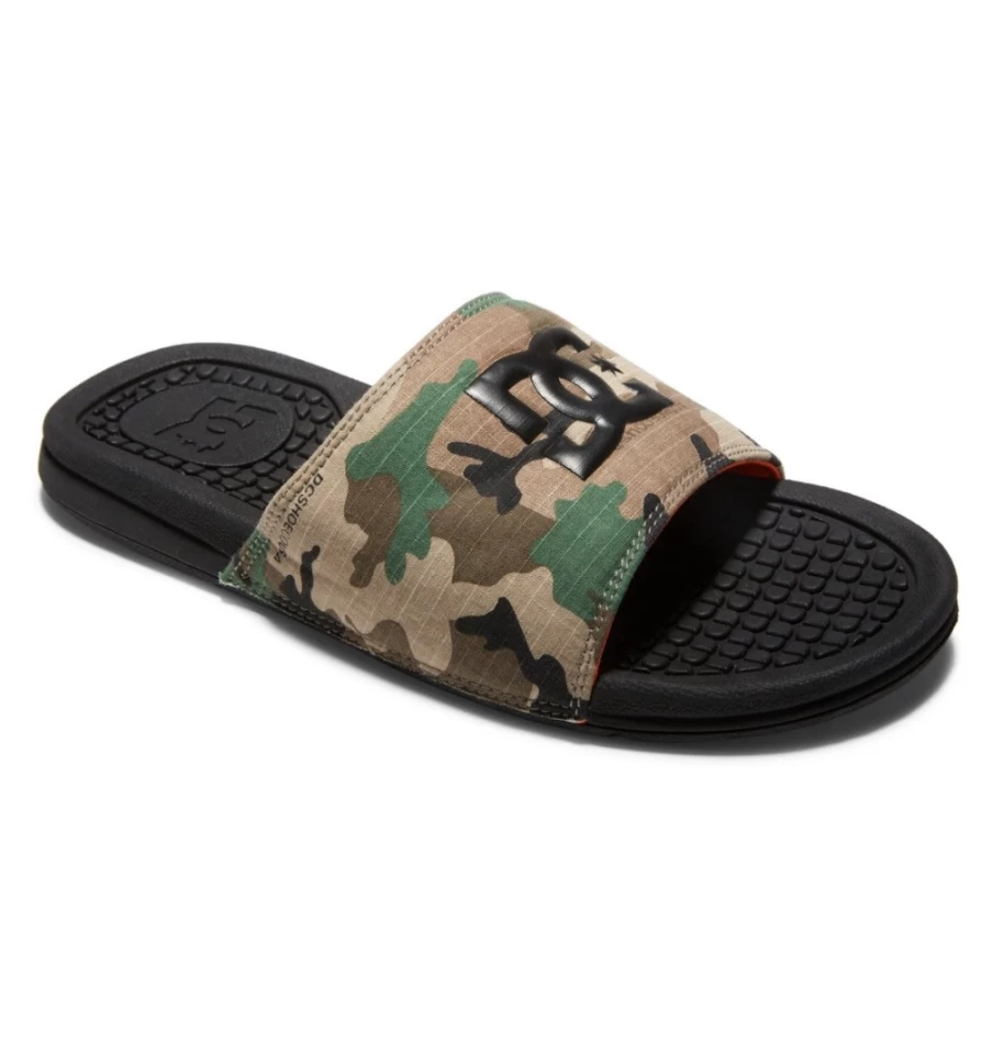 DC Shoes Men's Bolsa Slides - Black/Military Camo Sandals for Men