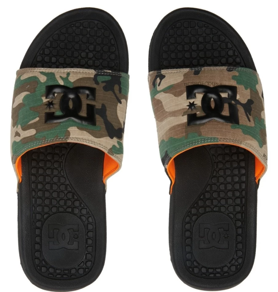 DC Shoes Men's Bolsa Slides - Black/Military Camo Sandals for Men