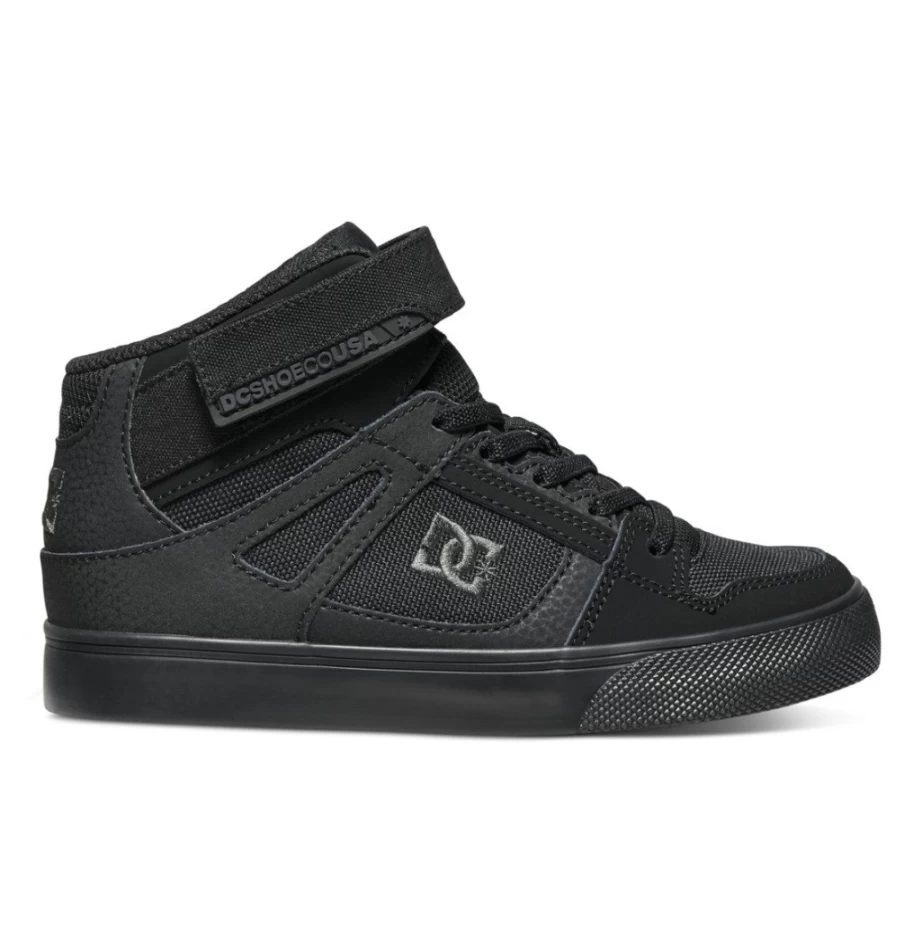 DC Shoes Kids' Black High-Top Sneakers with Elastic Waist & Lace Design - Pure High Elastic Comfort
