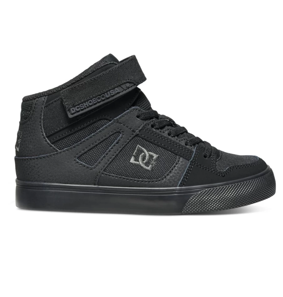 DC Shoes Kids' Black High-Top Sneakers with Elastic Waist & Lace Design - Pure High Elastic Comfort