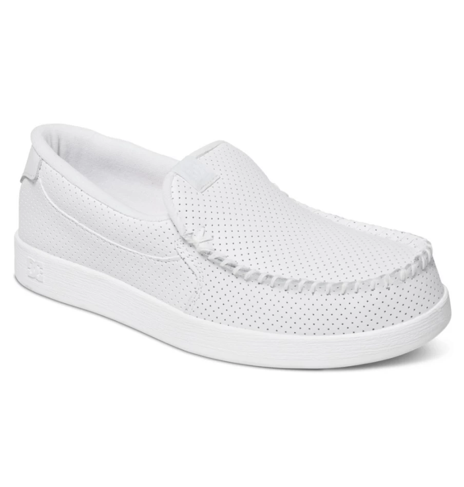 DC Shoes Men's White Villan Slip-On Sneakers - Casual Skate Shoes