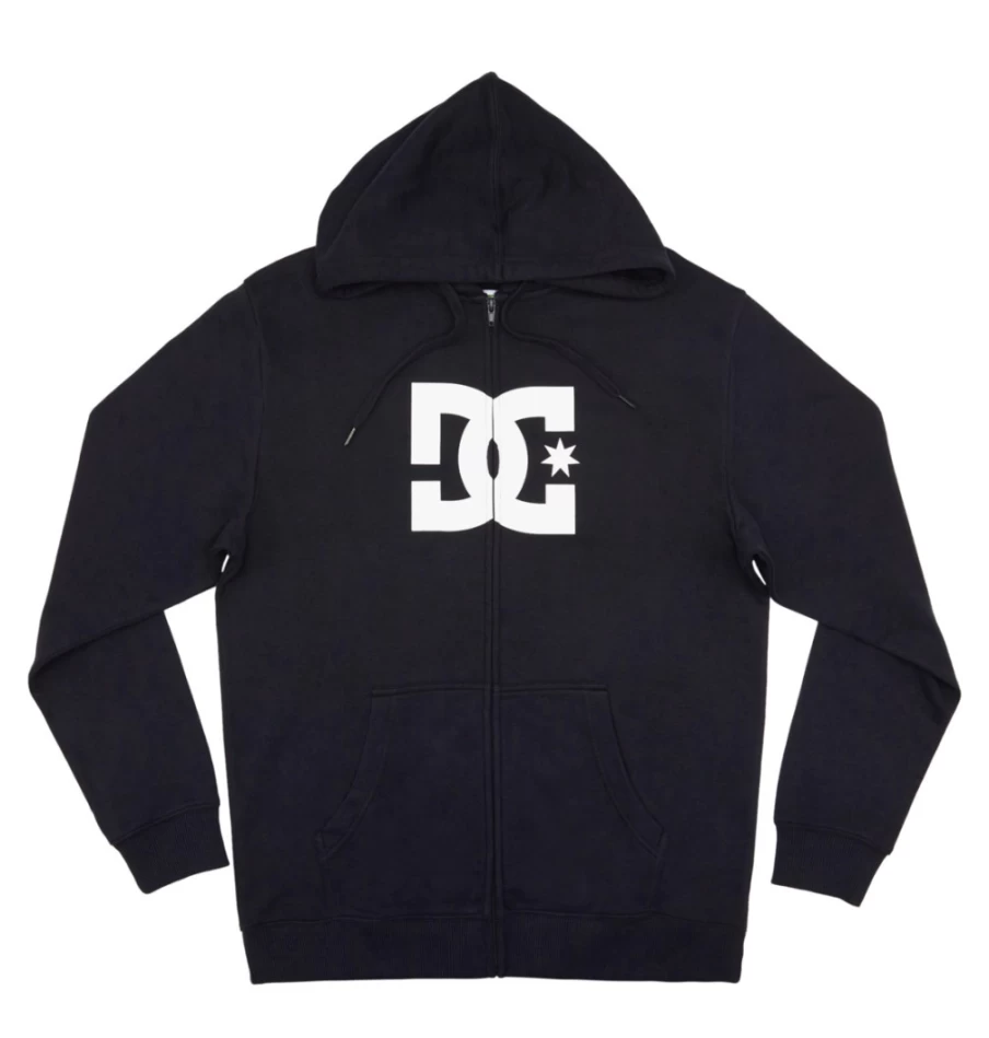 DC Shoes Men's Black Star Zip-Up Hoodie - Stylish Streetwear Jacket