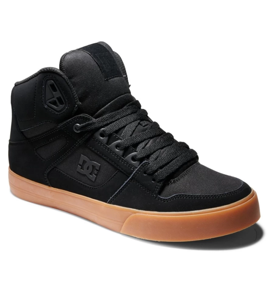 DC Shoes Men's Pure High-Top Sneakers in Black/Gum - Skateboarding Shoes for Men