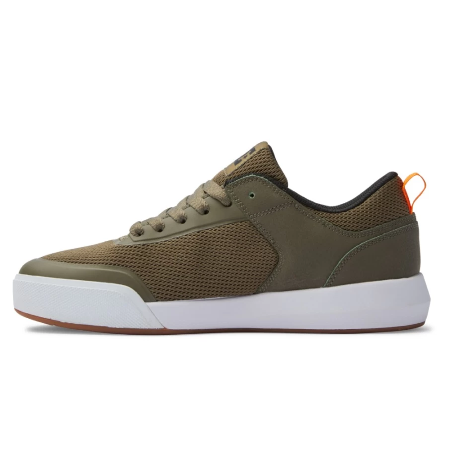 DC Shoes Men's Transit Sneakers in Olive/White - Lightweight Comfortable Skate Shoes