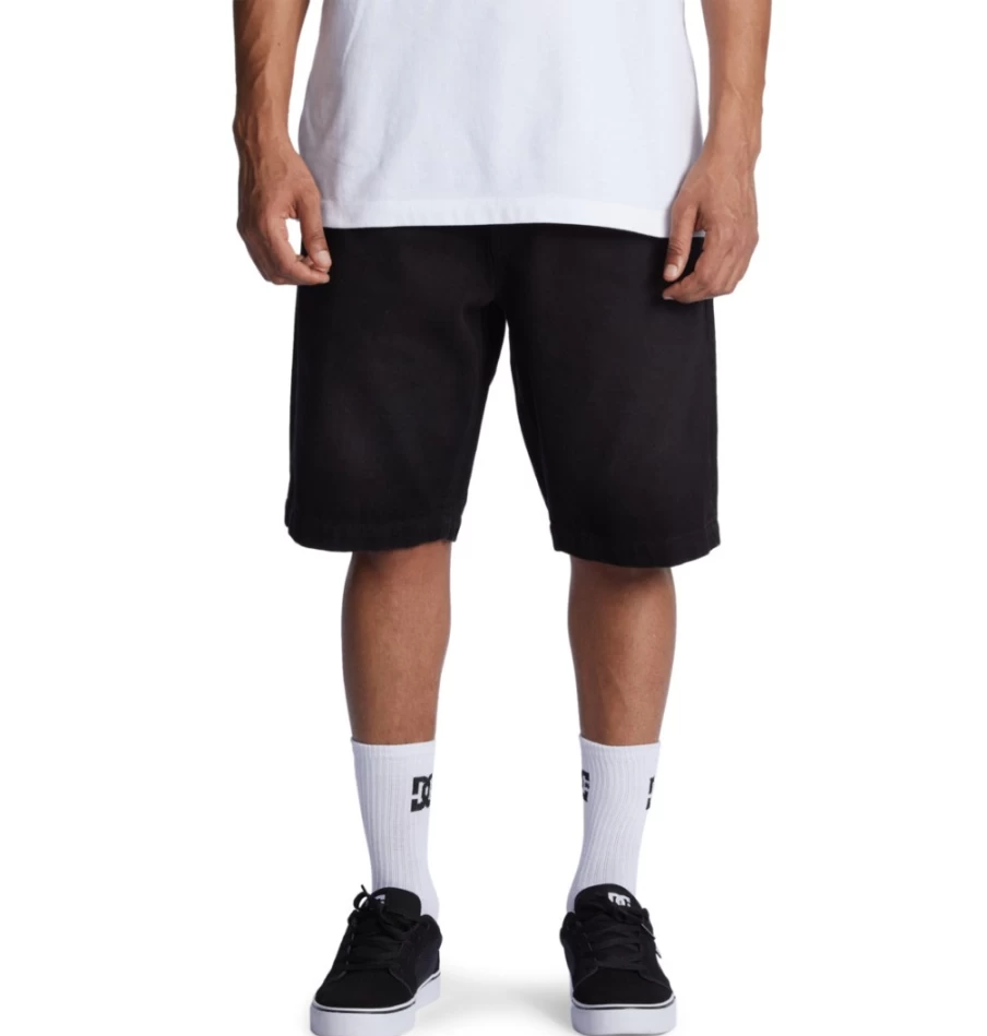 DC Shoes Men's Black Wash Baggy Denim Shorts - Relaxed Fit Workwear Style