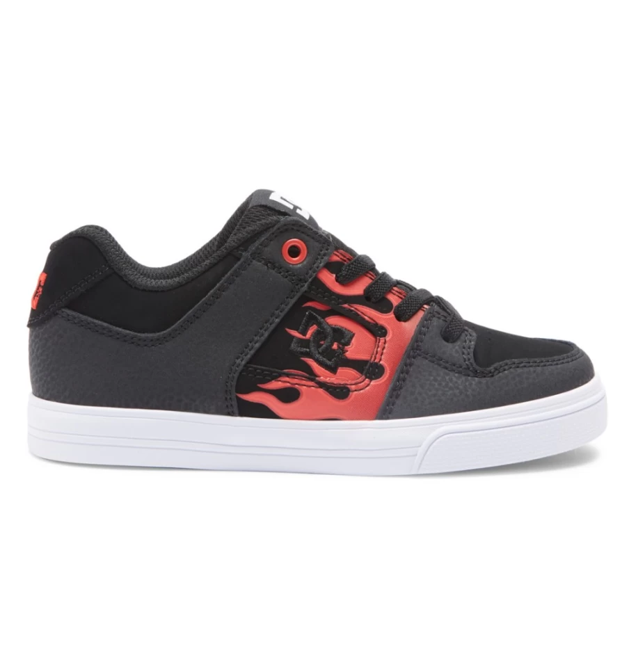 DC Shoes Kids' Red/Grey Elastic Waist Lace-Up Sneakers for Boys and Girls