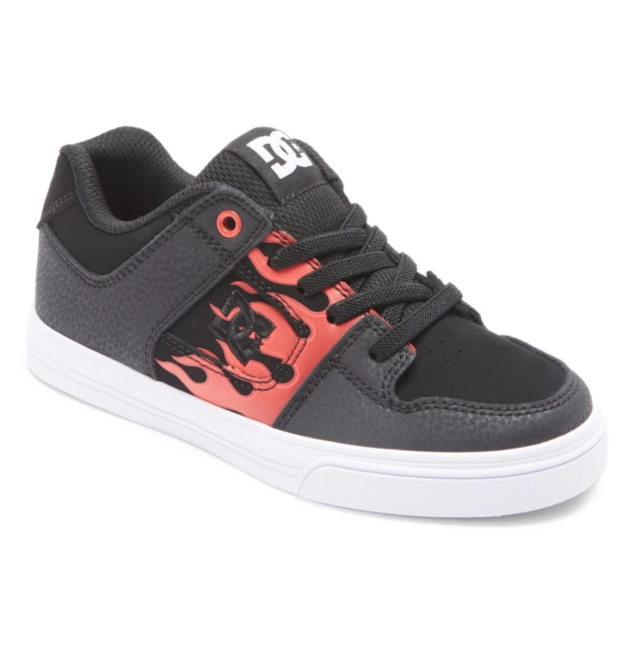 DC Shoes Kids' Red/Grey Elastic Waist Lace-Up Sneakers for Boys and Girls