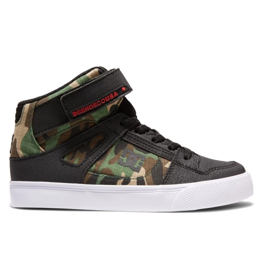 DC Shoes Kids' Black Camo High-Top Sneakers - Pure High Elastic Waist Lace-Up Design