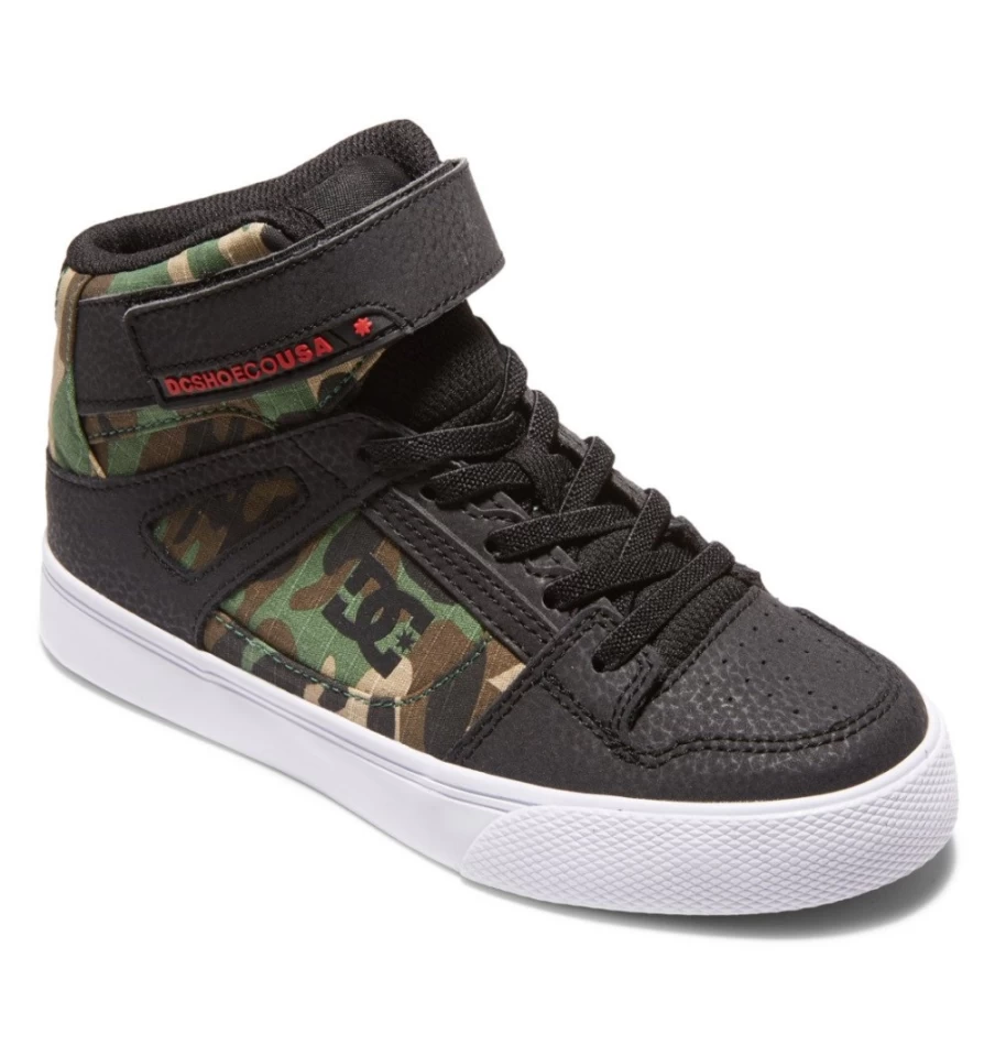 DC Shoes Kids' Black Camo High-Top Sneakers - Pure High Elastic Waist Lace-Up Design