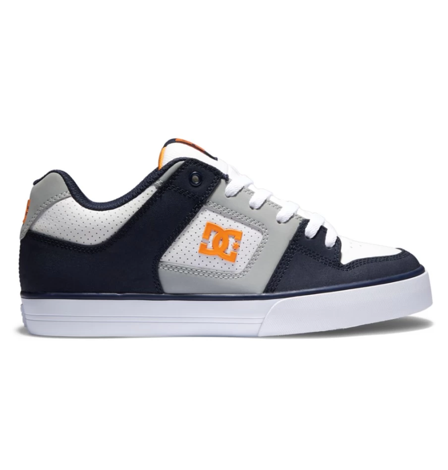 DC Shoes Men's Pure Sneakers in White, Grey & Blue - Casual Athletic Footwear