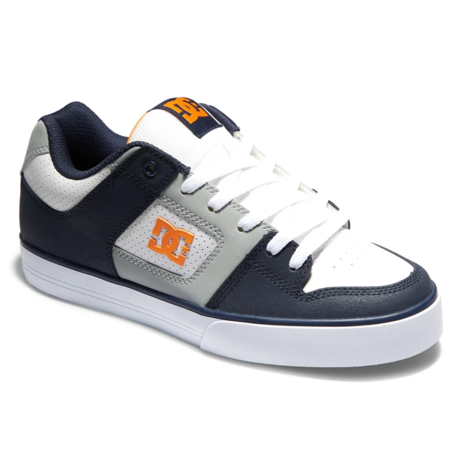 DC Shoes Men's Pure Sneakers in White, Grey & Blue - Casual Athletic Footwear