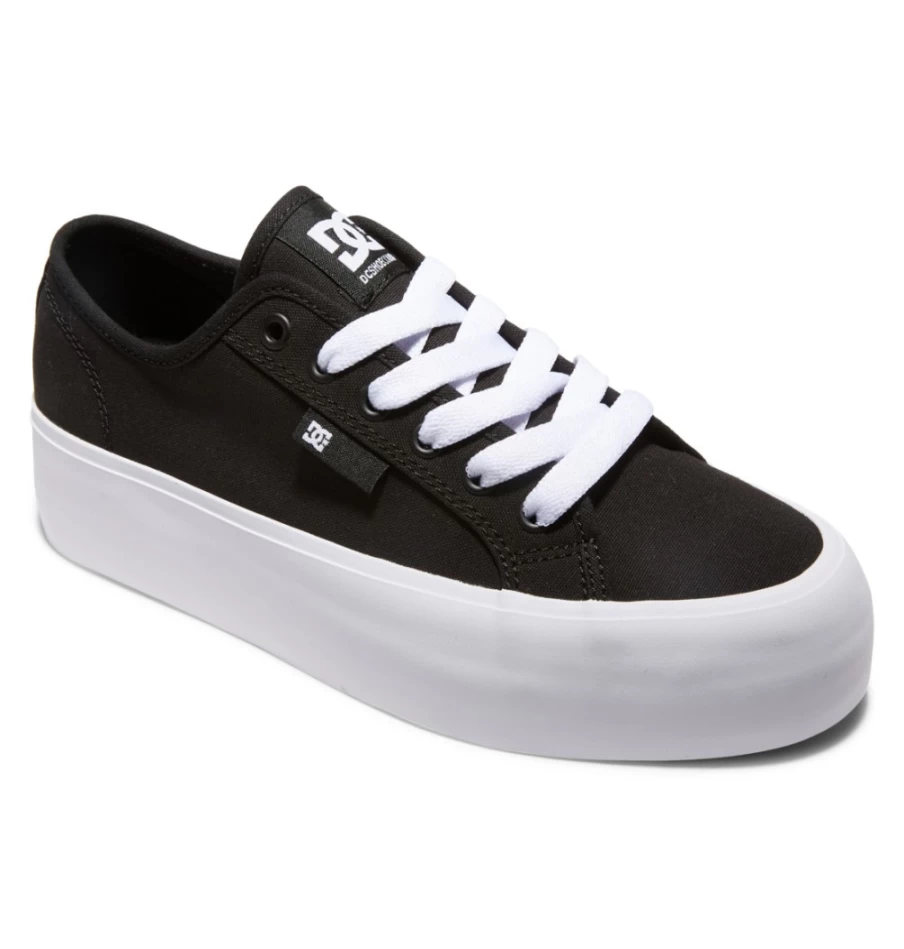 DC Shoes Women's Black/White Manual Platform Sneakers for Casual Wear