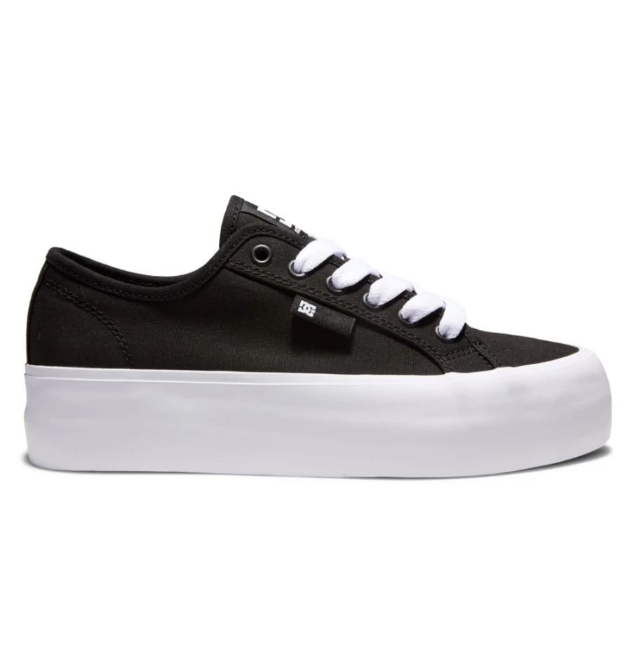DC Shoes Women's Black/White Manual Platform Sneakers for Casual Wear
