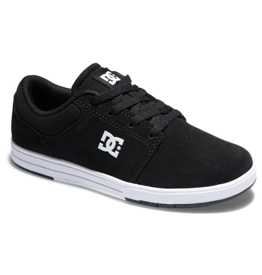 DC Shoes Kids Crisis 2 Sneakers - Black/White Youth Skate Shoes