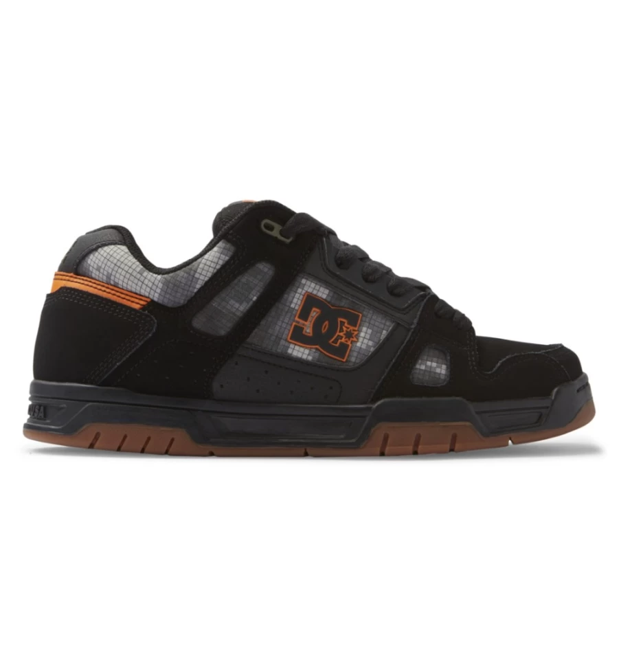 DC Shoes Men's Stag Sneakers in Black/Orange - Skate Shoes for Men