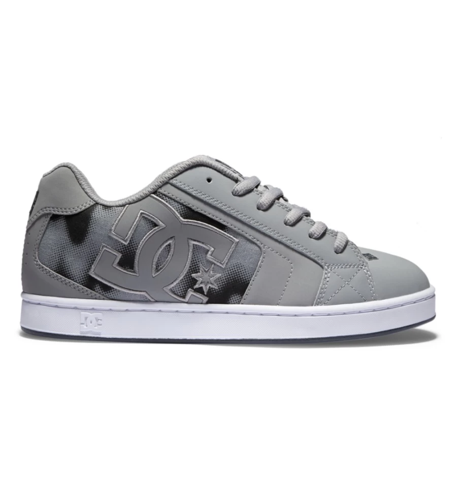 DC Shoes Men's Grey Rinse Net Sneakers - Breathable Mesh Athletic Shoes
